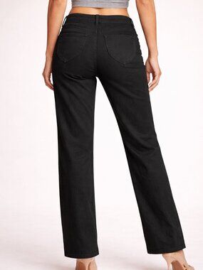 Belle Kim Gravel Black Straight Leg Jeans Size 2 Pull-On